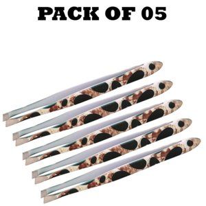 Forgica Professional Stainless Steel Paper Coated Tweezers Pack of 05